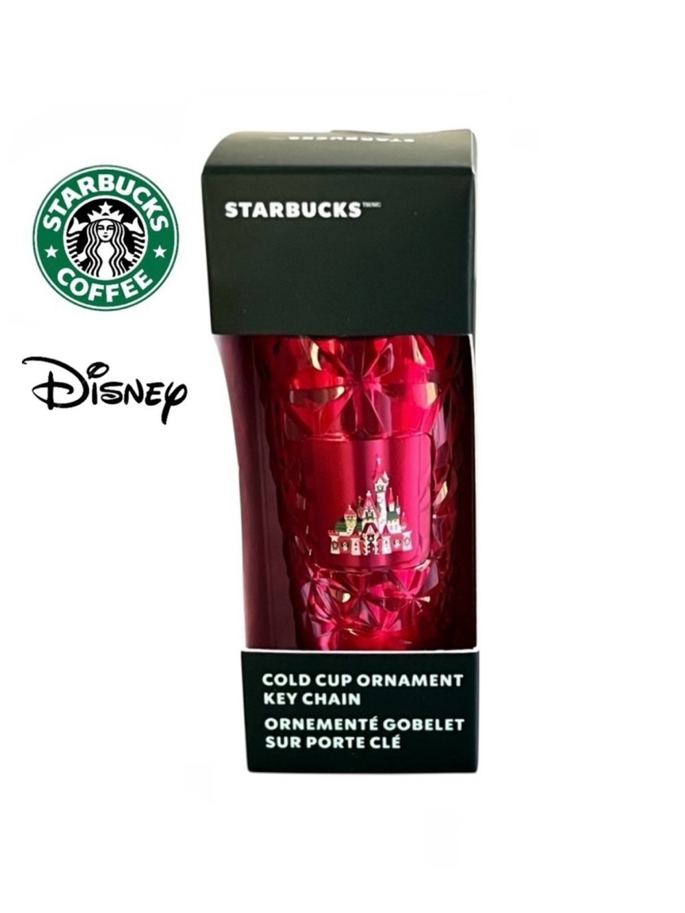 Disney Starbucks Red Cold Cup Ornament Keychain 2024 Holiday Edition